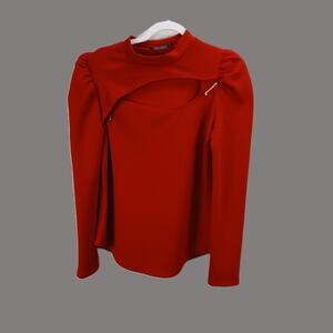 Knapp Studio Wmn Red Knit Top/Asymmetrical Keyhole Neckline/Sassy/Festive/Size**